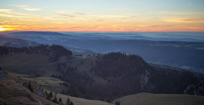 coucher de soleil sur le Jura