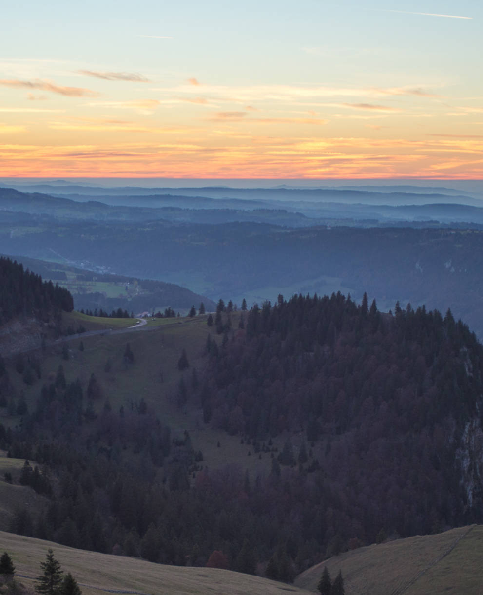 coucher de soleil sur le Jura